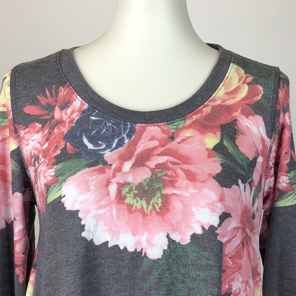 Philosophy Gray Pink Botanical trellis tunic, MED - Picture 2 of 9